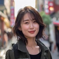 李晨曦头像，年轻女性旅行达人，短发干练，背景是首尔街头，笑容自信阳光